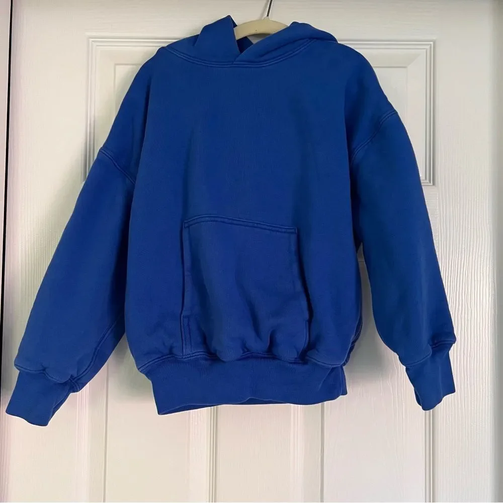 Yeezy Cotton Unisex Hooded Sweatshirt Blue Small 6-7 Years EUC